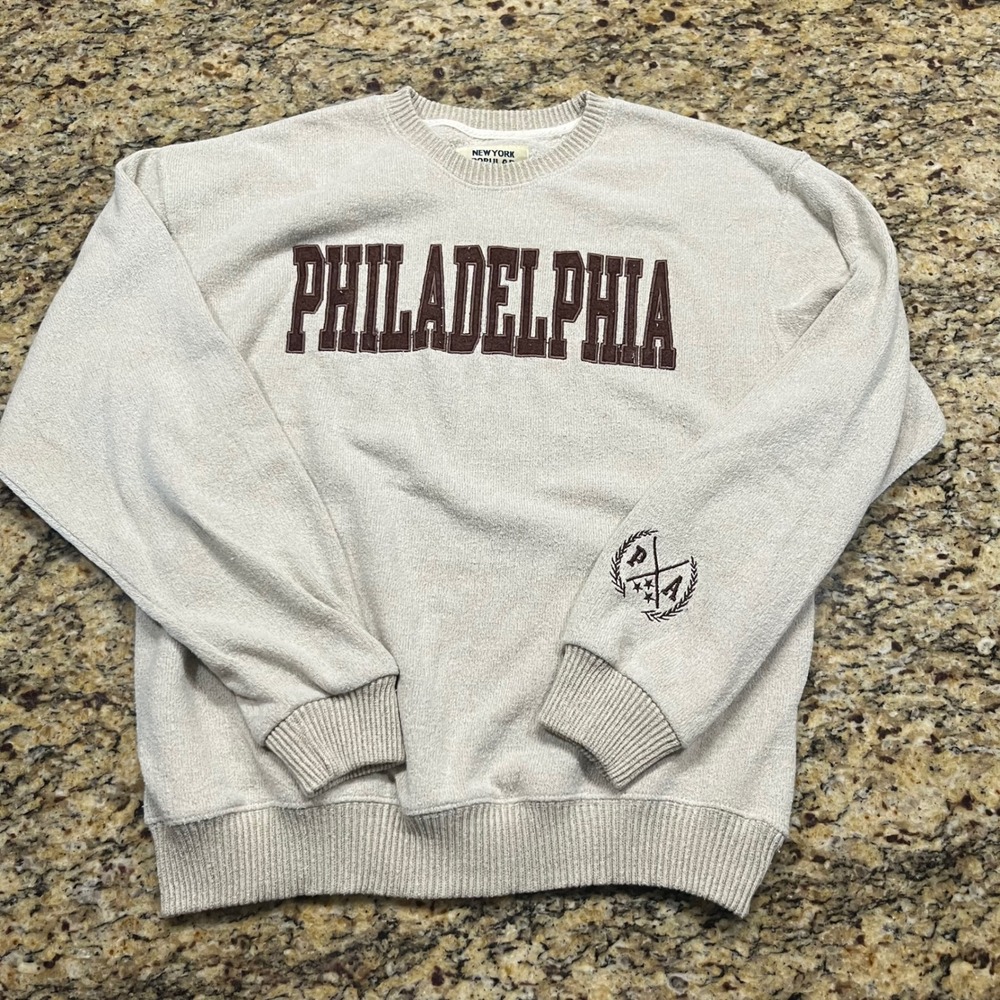 New York Popular Philadelphia Crewneck Sweatshirt Women XL Oatmeal Heather PA